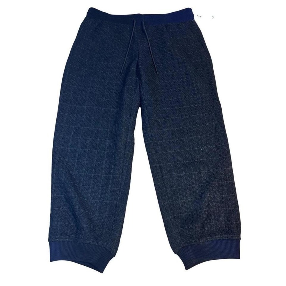 Mode of One Mens XL Deep Black Textured Grid Knit Jogger Pants NEW